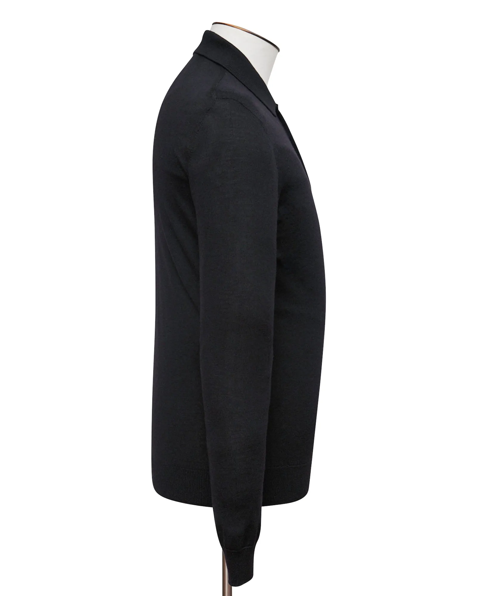 Black Lightweight Merino Polo
