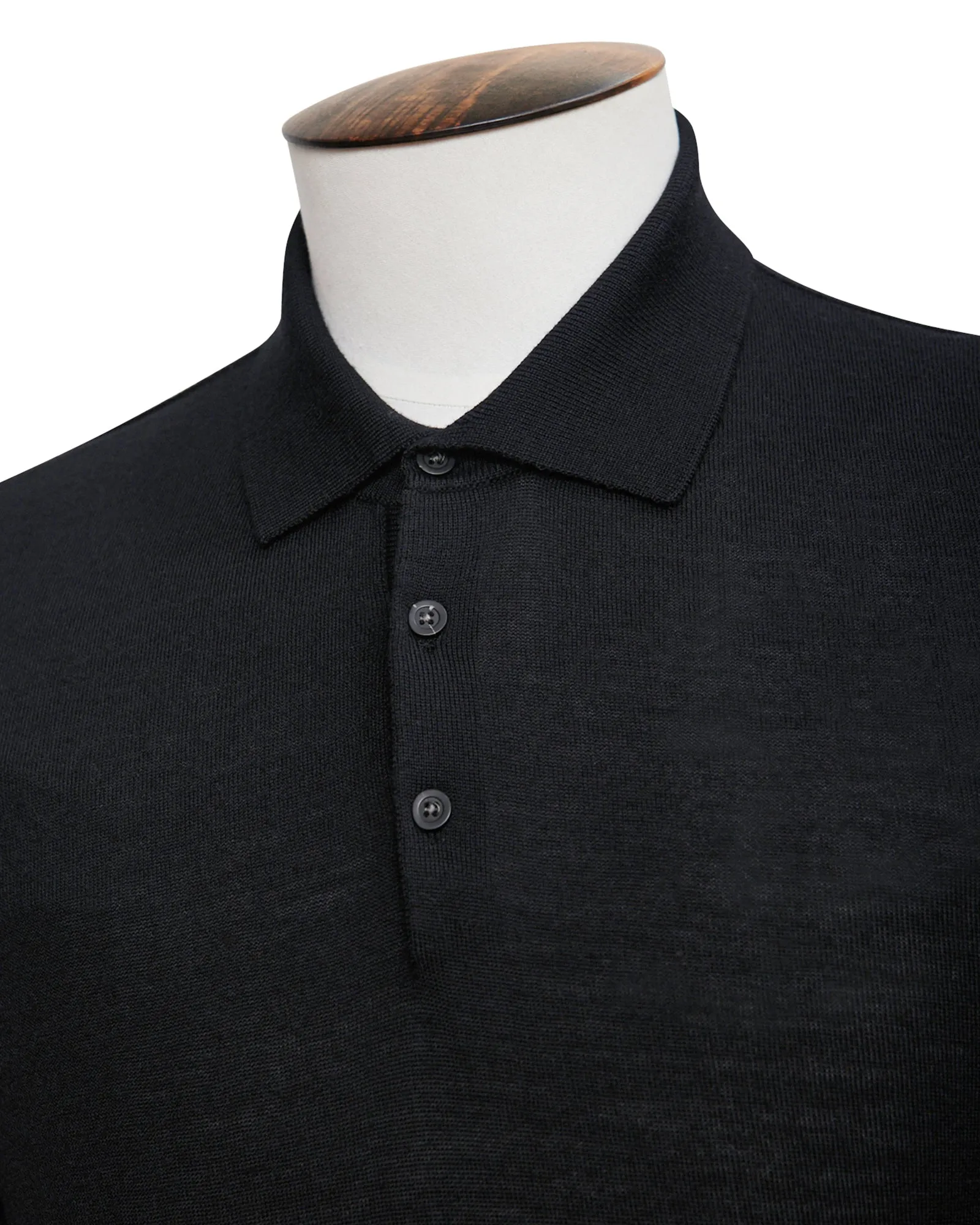 Black Lightweight Merino Polo