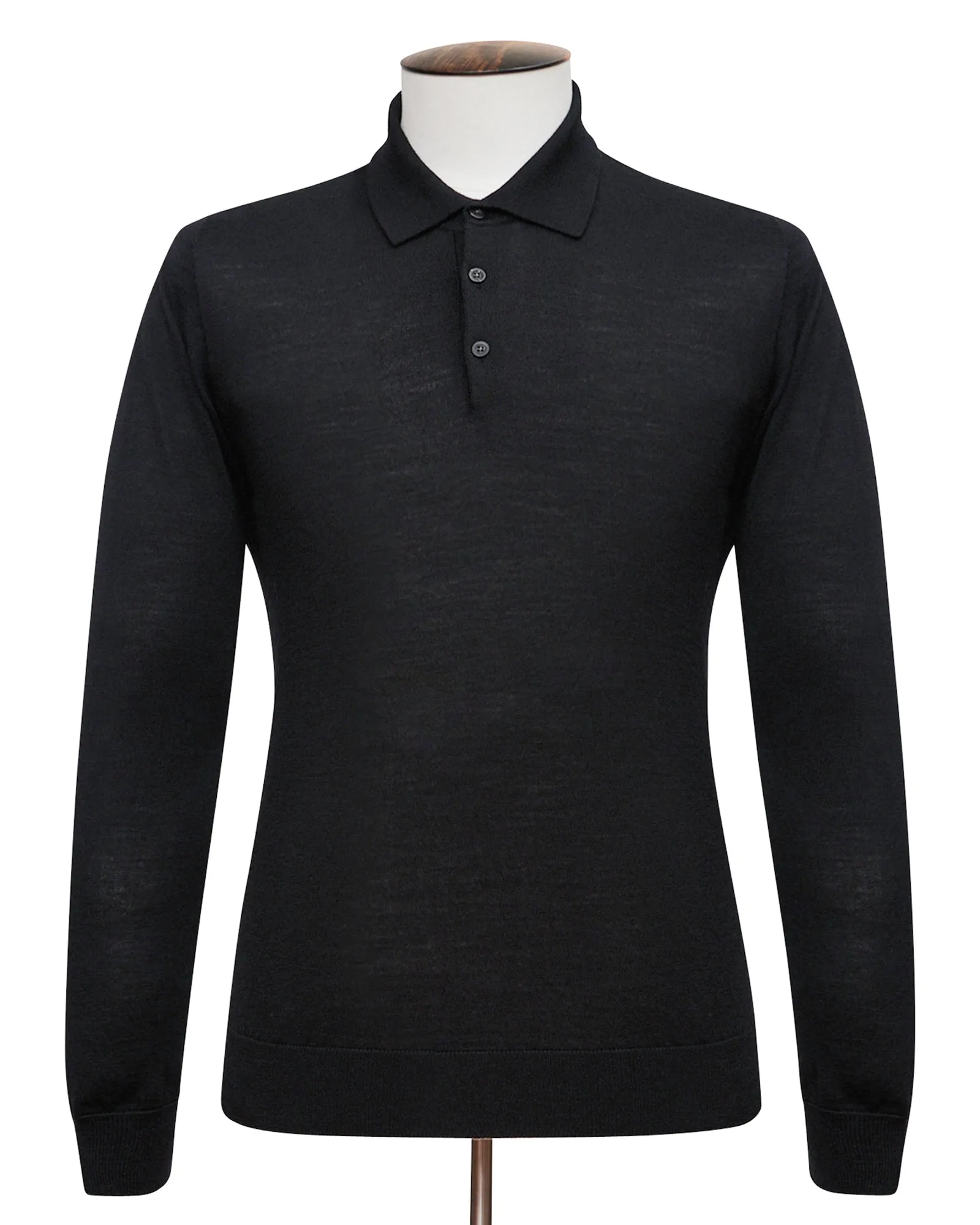 Black Lightweight Merino Polo