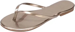 Flip Flops for Women Footwear - Memory Foam Flats Sandals for Women 2025 - Vegan Leather Lightweight Summer Beach Slides