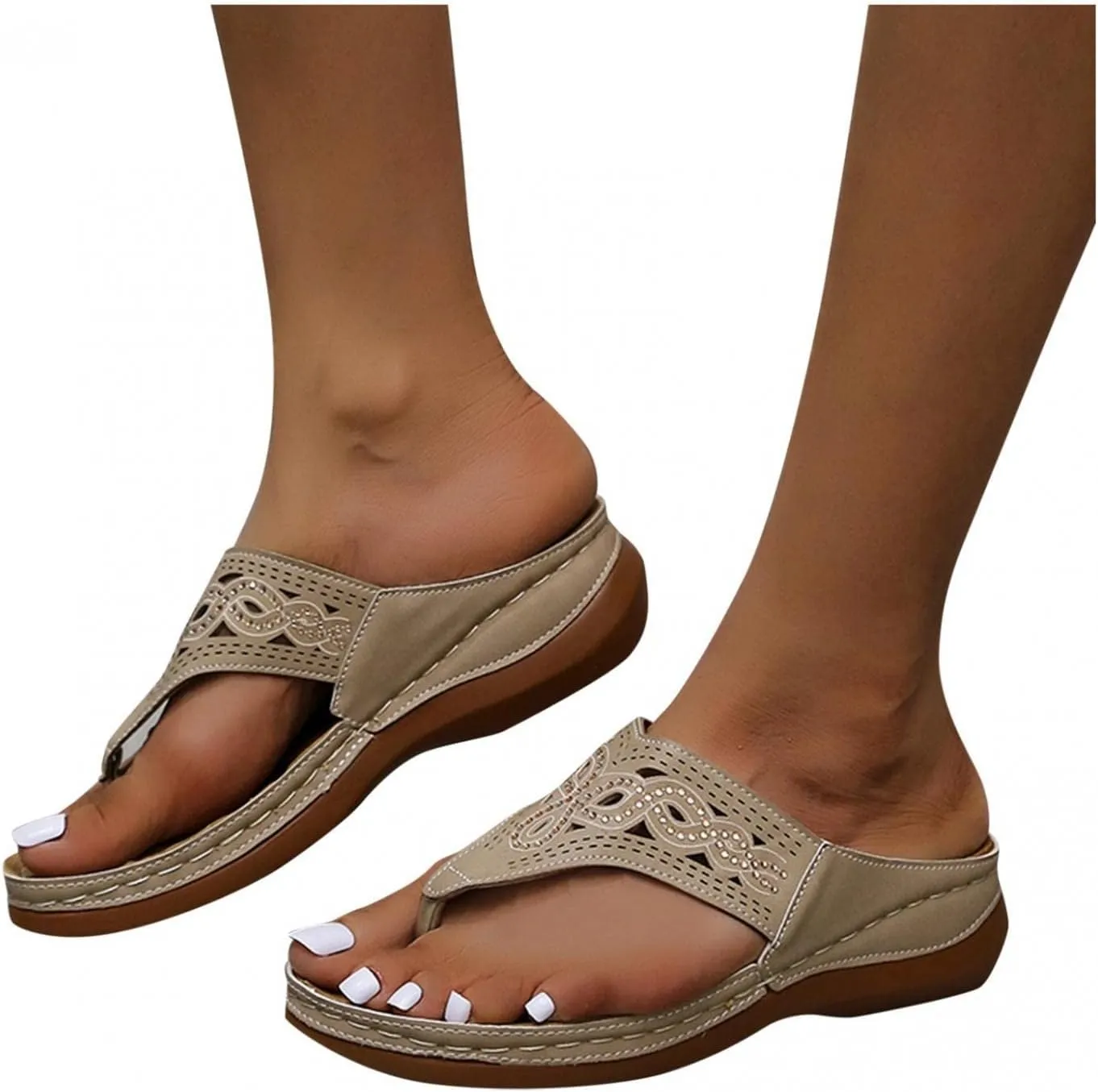 Gibobby Sandals for Women Dressy Summer Women's Sandals Strappy Open Toe Casual Roman Shoes Flat Slippers Braided Sandals