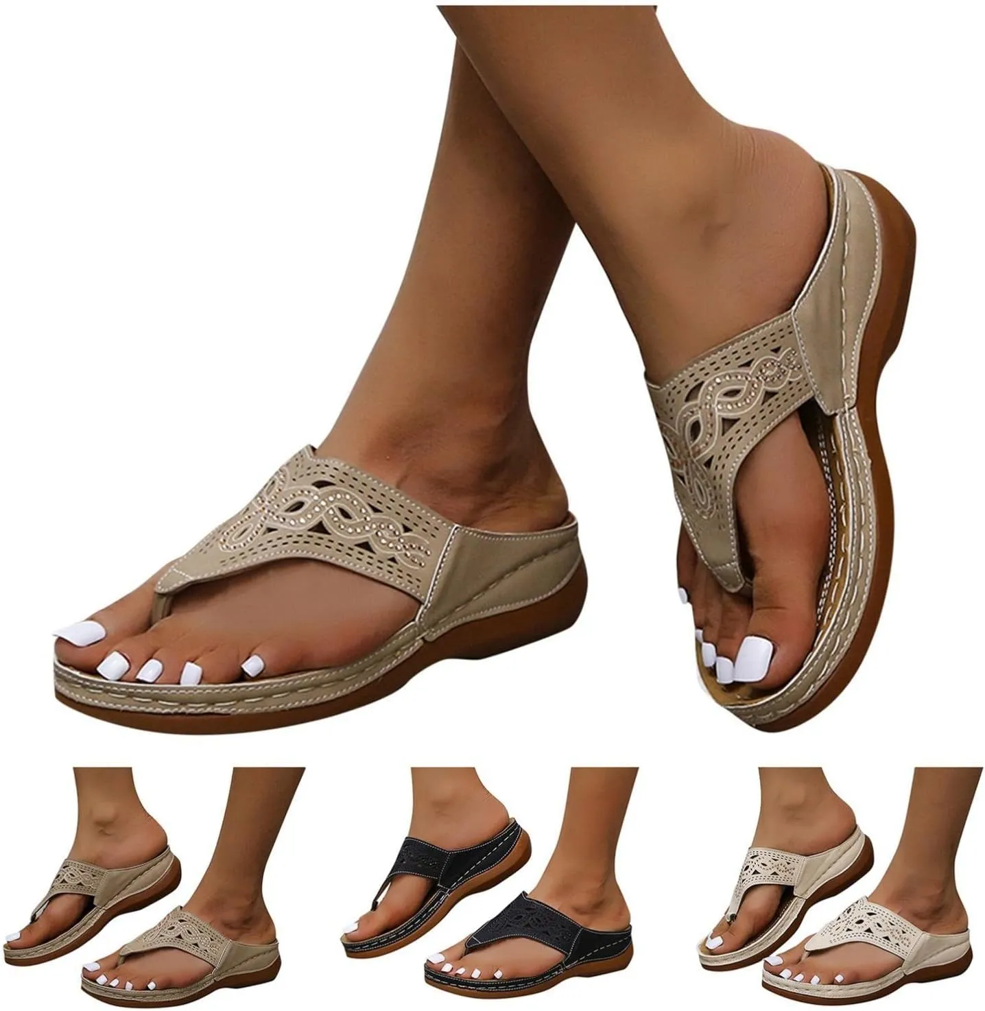 Gibobby Sandals for Women Dressy Summer Women's Sandals Strappy Open Toe Casual Roman Shoes Flat Slippers Braided Sandals