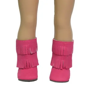 Hot Pink Fringe Boots for 18-inch dolls