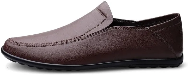 Men's Loafers Solid Color Vegan Leather Loafers Flat Heel Comfortable Anti-Slip Party Slip-on