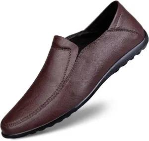 Men's Loafers Solid Color Vegan Leather Loafers Flat Heel Comfortable Anti-Slip Party Slip-on