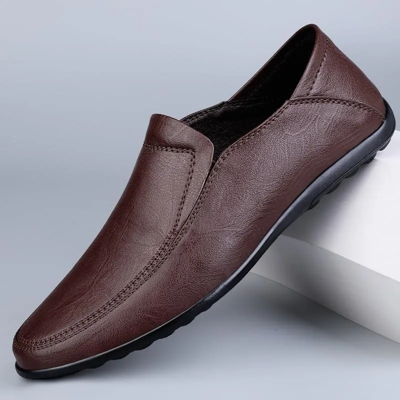 Men's Loafers Solid Color Vegan Leather Loafers Flat Heel Comfortable Anti-Slip Party Slip-on