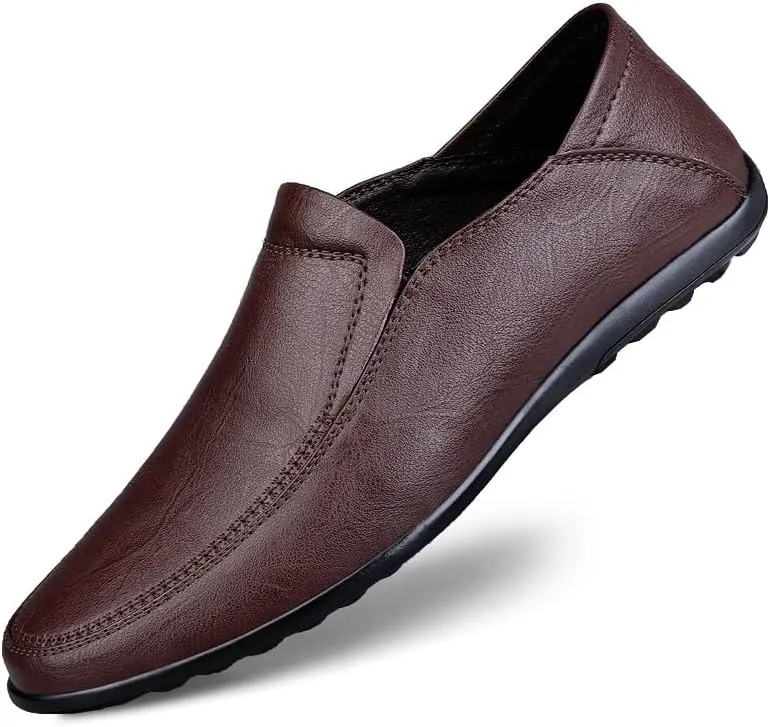 Men's Loafers Solid Color Vegan Leather Loafers Flat Heel Comfortable Anti-Slip Party Slip-on