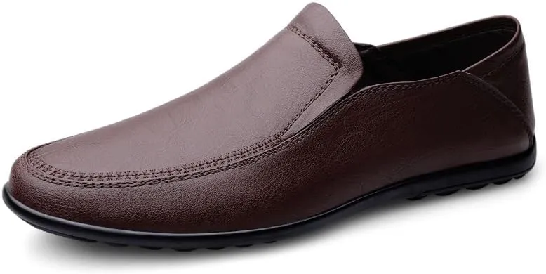 Men's Loafers Solid Color Vegan Leather Loafers Flat Heel Comfortable Anti-Slip Party Slip-on
