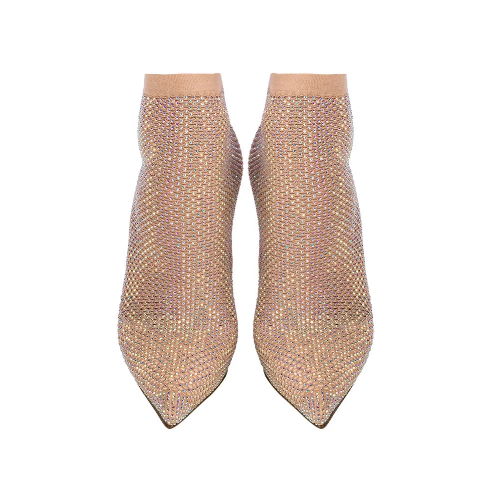 Nude Gilda crystal sock pumps 100 mm heel
