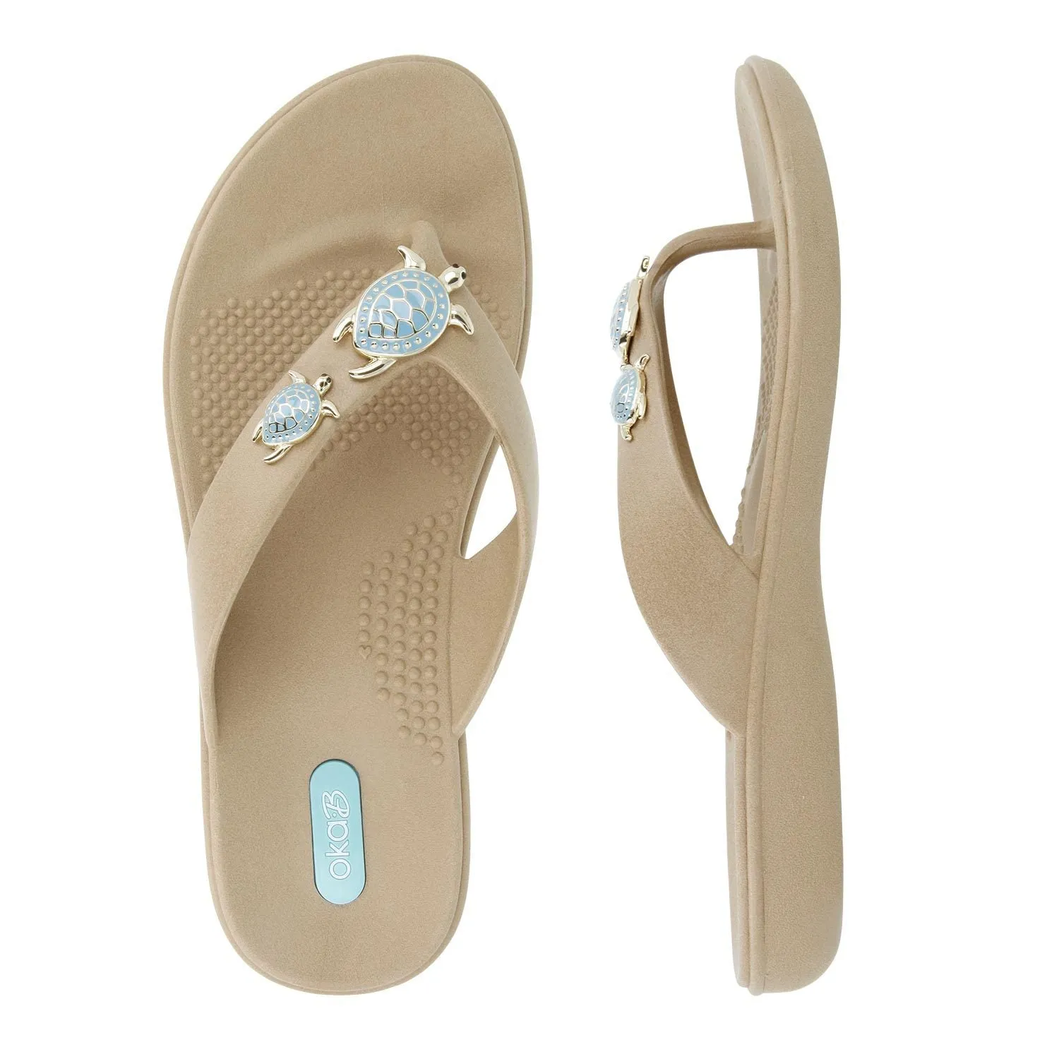 Oka-B's "Theresa" Women's Flip Flops with Cute Sea Turtles