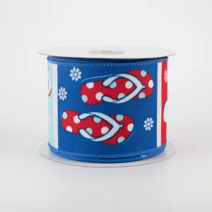 Red White & Blue Flip Flops Ribbon 2.5" x 10 yards