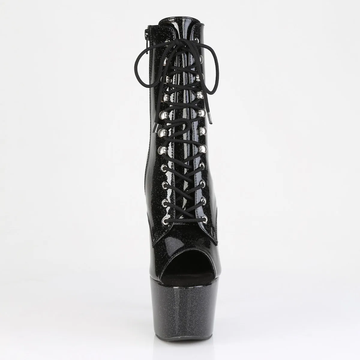 Sexy Devil Adore-1021GP Glitter Peep Toe Platform Boots Black PA