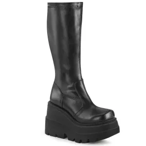 SHAKER-65 DemoniaCult Black Vegan Leather Sexy Women's Mid-Calf & Knee High Boots (Alternative Footwear)