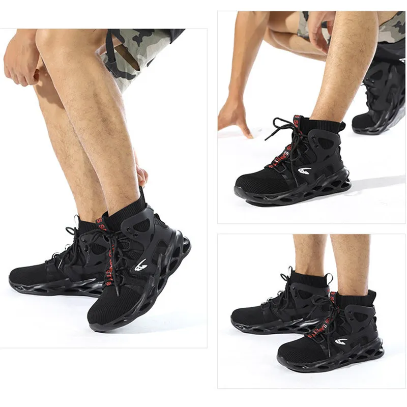 Steel Toe Shoes for Men Lightweight Fashion Safety Sneakers Breathable Comfortable Slip On Tennis Shoes for Work