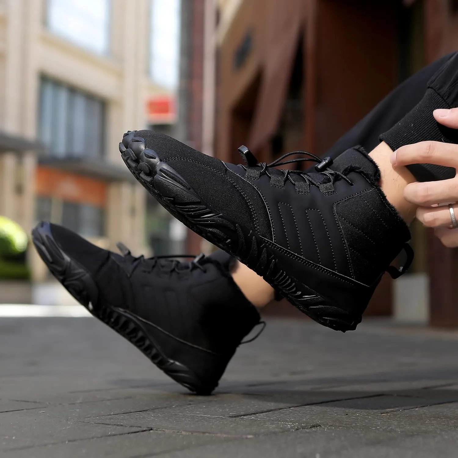 Womens Barefoot Shoes Casual Winter Snow Boots Waterproof Snow Boots Lightweight Fur Lined Shoes Trail Running Sneakers