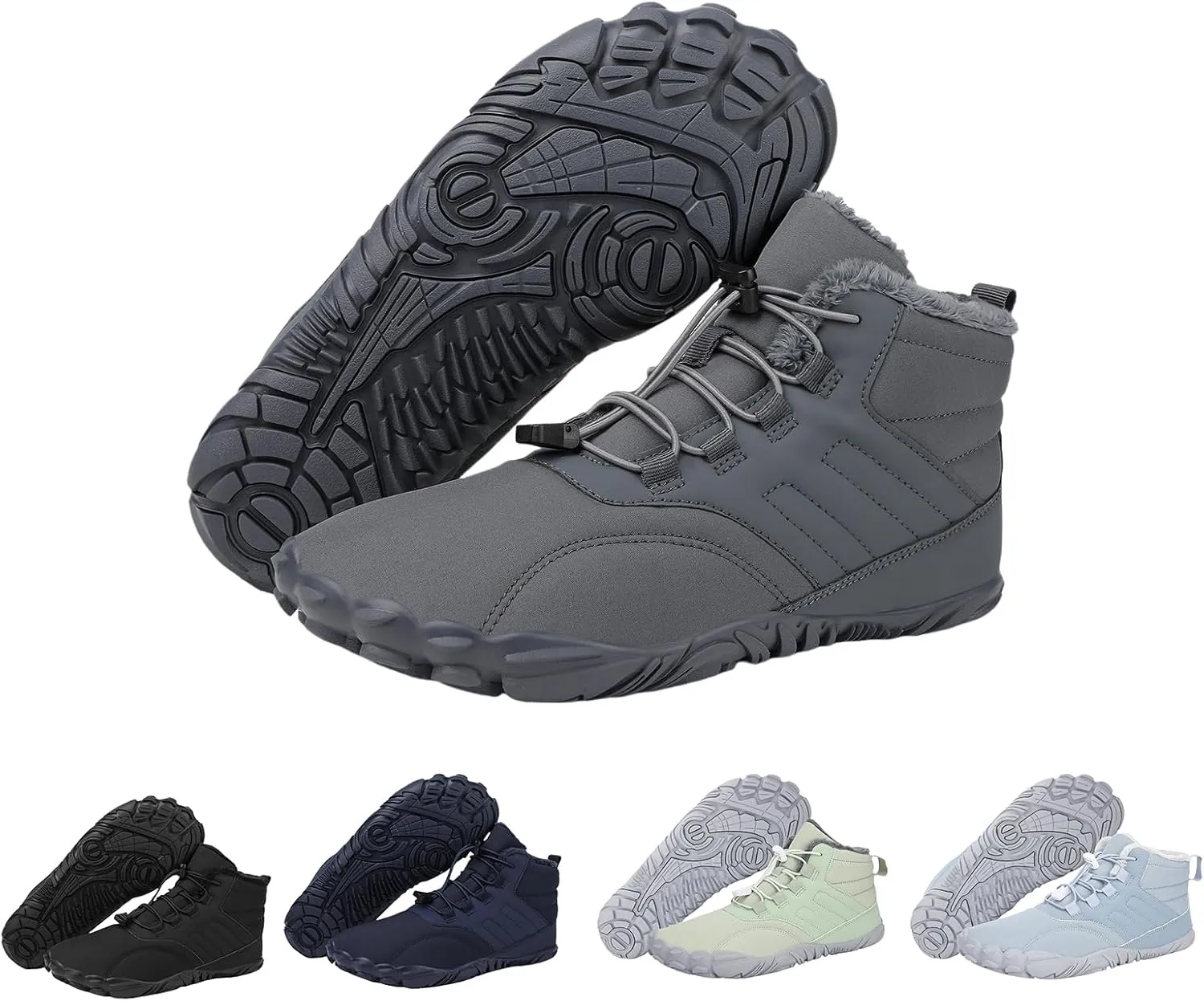 Womens Barefoot Shoes Casual Winter Snow Boots Waterproof Snow Boots Lightweight Fur Lined Shoes Trail Running Sneakers