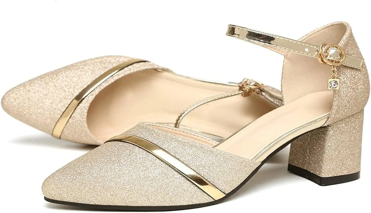 Womens Chunky Heel Sandals Open Toe Ankle Strap Strappy Heels Comfortable Wedding Party Shoes