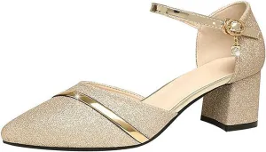 Womens Chunky Heel Sandals Open Toe Ankle Strap Strappy Heels Comfortable Wedding Party Shoes