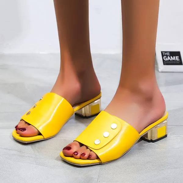 Women's Fashion Rivet Decorated Low Heel Slippers 12569343S