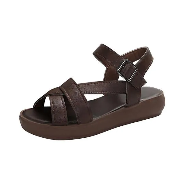 Women's Retro Cross Strap Thick Soled Sandals 80656288S