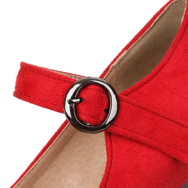 Women's Retro Simple Block Heel Mary Jane Shoes 38999361C