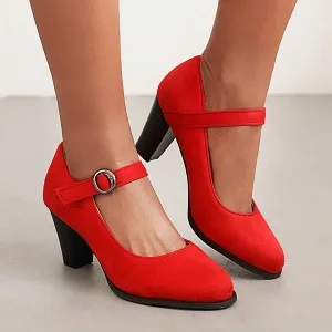 Women's Retro Simple Block Heel Mary Jane Shoes 38999361C