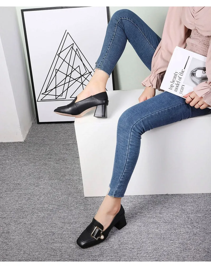 xiangtuibao Fashion Office Lady Shoes Women High Heels Brand Women Pumps Elegant Woman Heeled Shoes Ladies Square Heel 6cm A4290