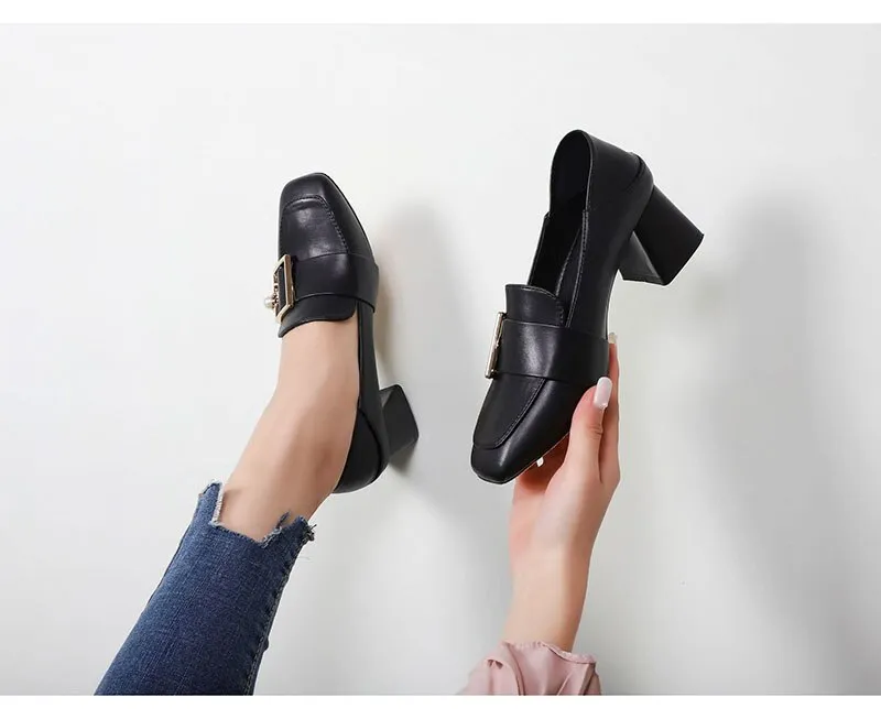 xiangtuibao Fashion Office Lady Shoes Women High Heels Brand Women Pumps Elegant Woman Heeled Shoes Ladies Square Heel 6cm A4290