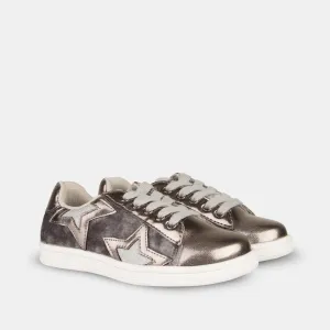 Zapatillas de Niña Terciopelo Estrellas Plomo